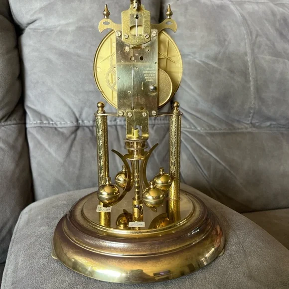 Vintage Red and Gold Wall Clock with Glass Dome